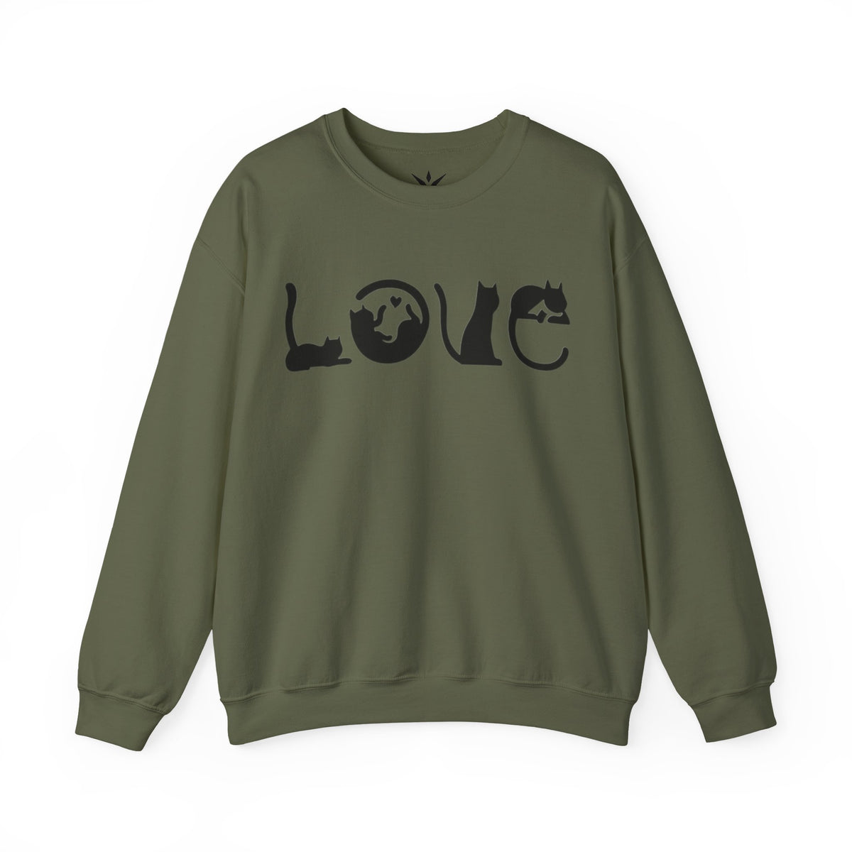 ORVIAN — LOVE Cat Silhouette & Heart-Shaped Cats Crewneck, Cat Lover Unisex Heavy Blend