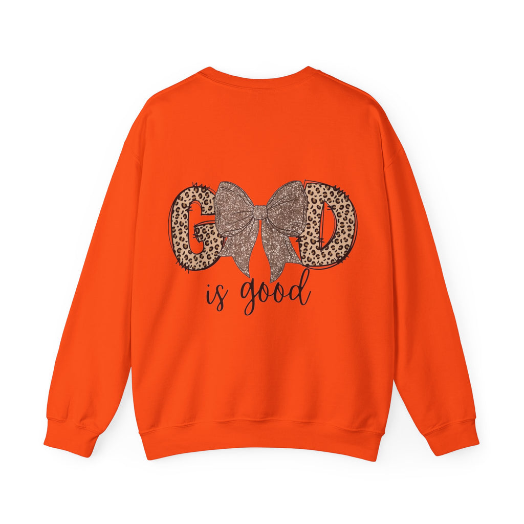 ORVIAN — Leopard Is The New Black & God Is Good Coquette Bow Crewneck, Faith-Inspired Unisex