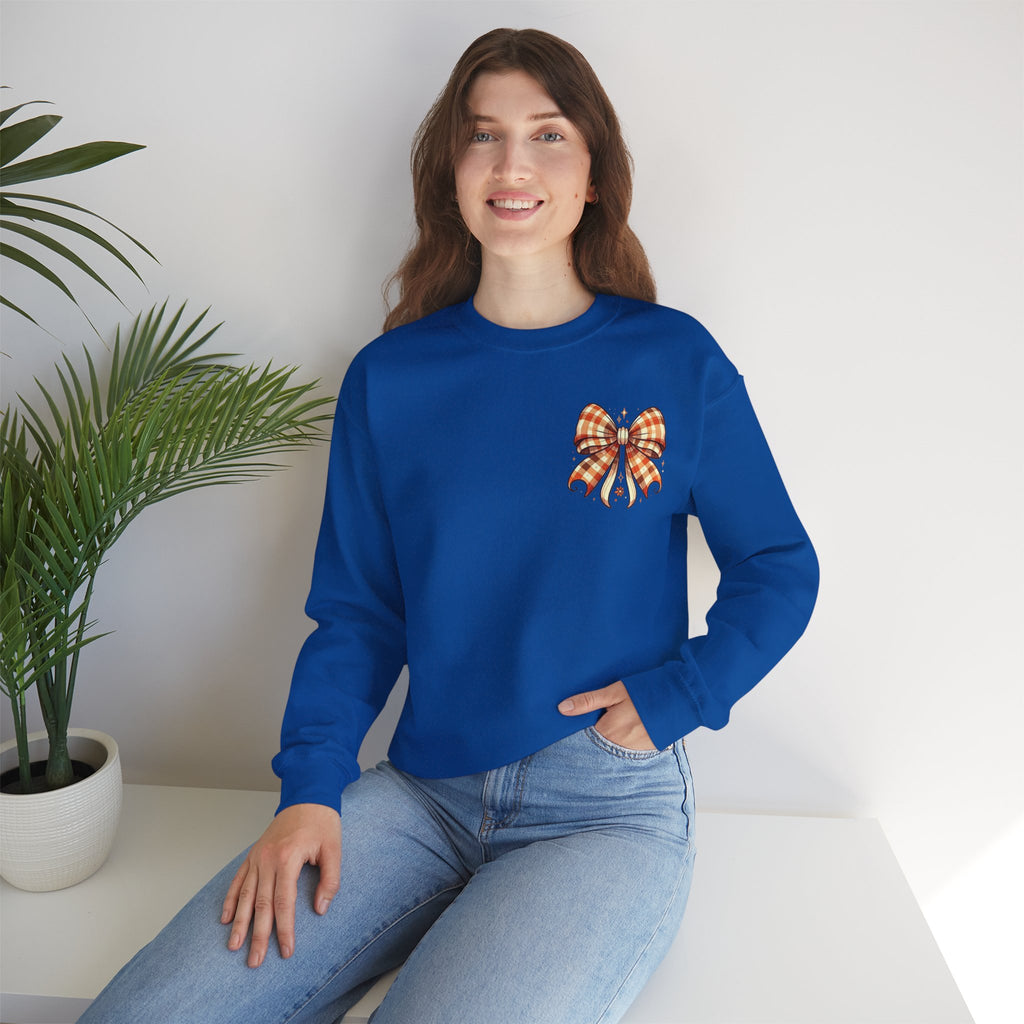 ORVIAN — Ghostly Coffee Break Coquette Bow Crewneck, Cozy Pumpkin Spice Halloween Unisex