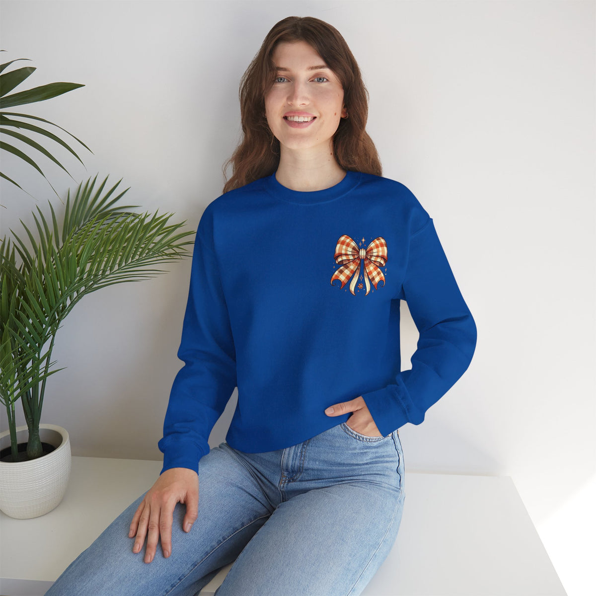 ORVIAN — Ghostly Coffee Break Coquette Bow Crewneck, Cozy Pumpkin Spice Halloween Unisex