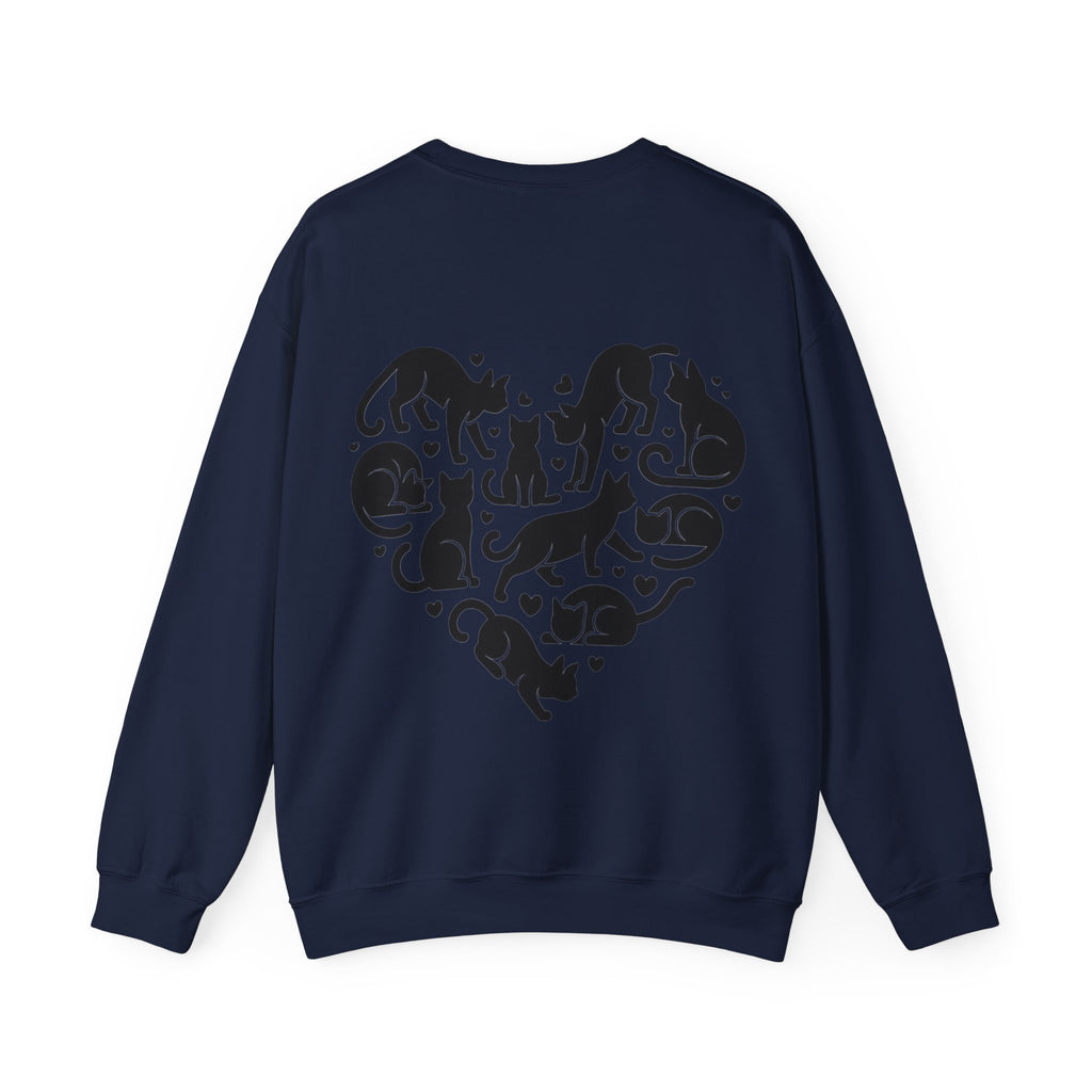 ORVIAN — LOVE Cat Silhouette & Heart-Shaped Cats Crewneck, Cat Lover Unisex Heavy Blend
