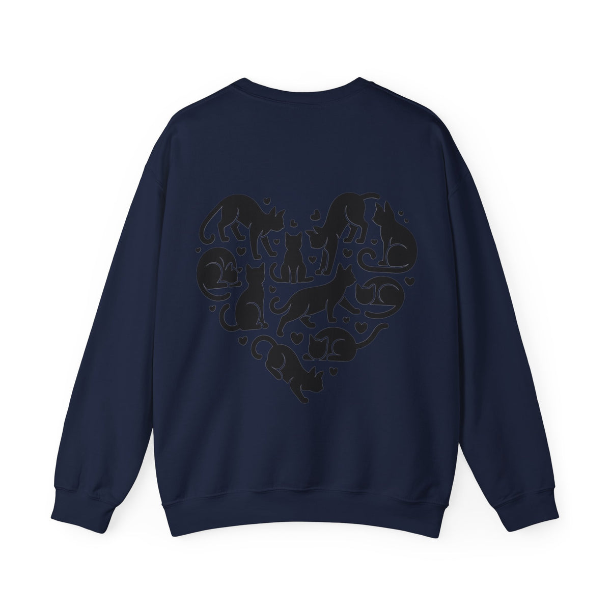 ORVIAN — LOVE Cat Silhouette & Heart-Shaped Cats Crewneck, Cat Lover Unisex Heavy Blend