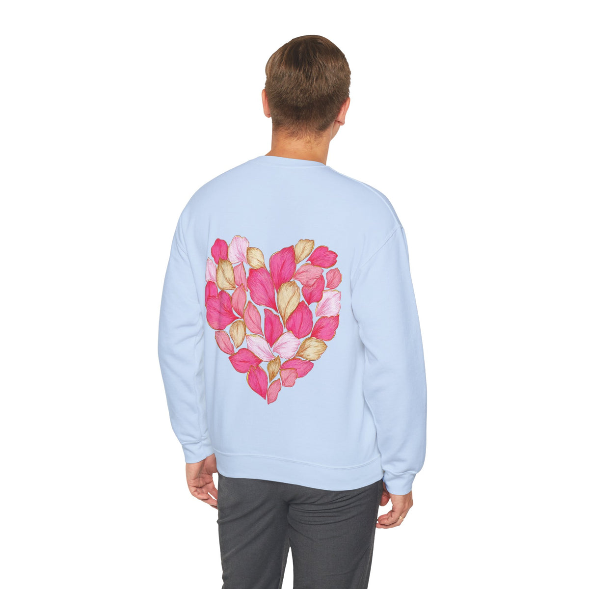 ORVIAN — Floral Rose Heart Crewneck, Romantic Pink Flower Valentine Sweatshirt, Unisex Heavy Blend