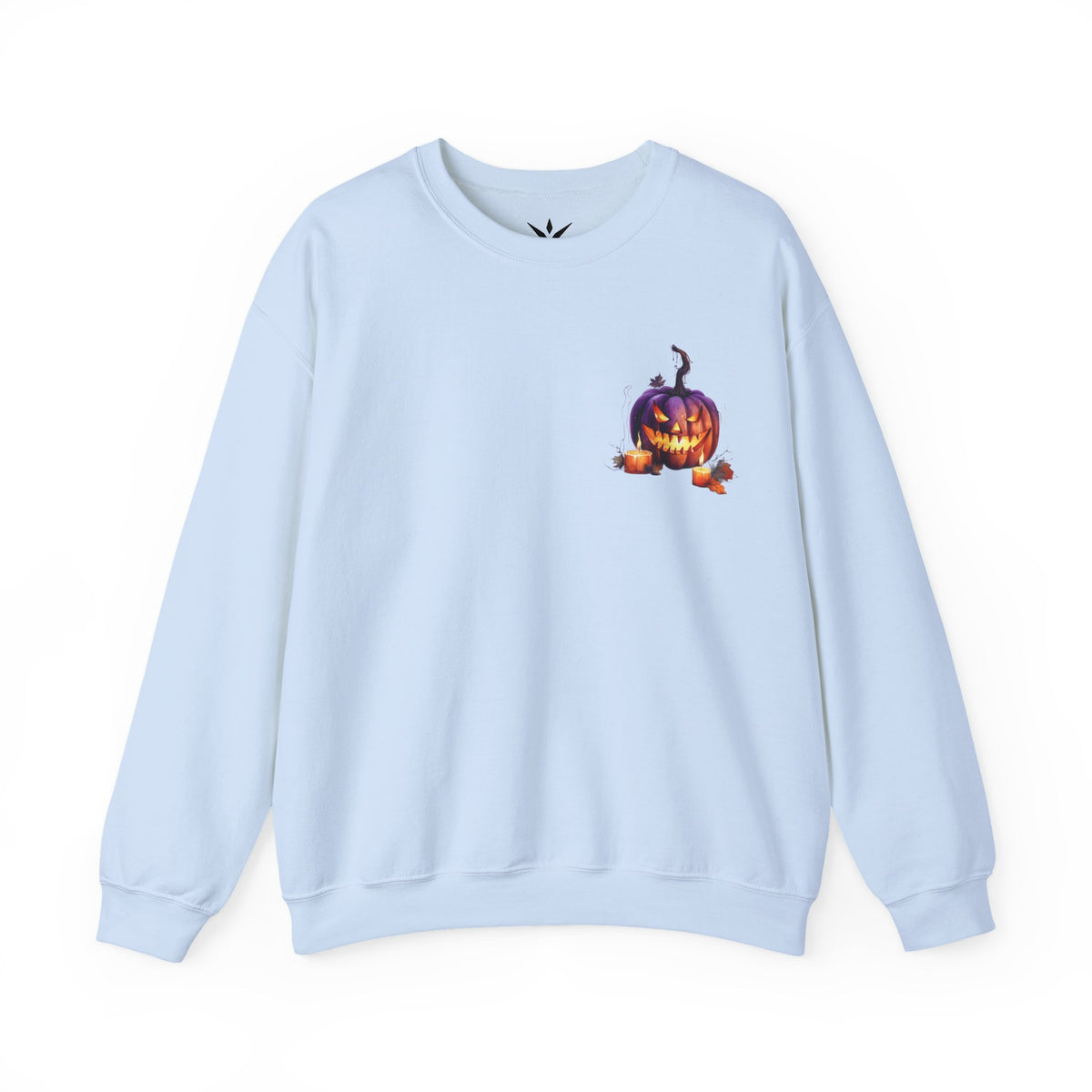 ORVIAN — Watercolor Haunted Castle Halloween Crewneck, Purple Jack-o'-Lantern Unisex Heavy Blend