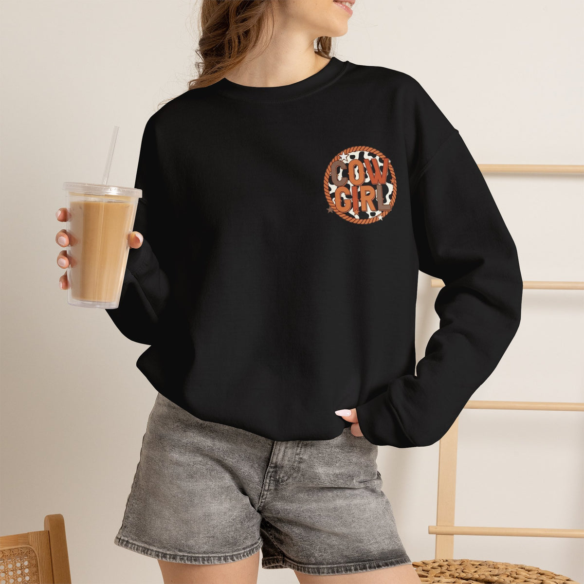 ORVIAN — Cowgirl “If I'm the Problem” Western Crewneck, Longhorn Skull Unisex Heavy Blend