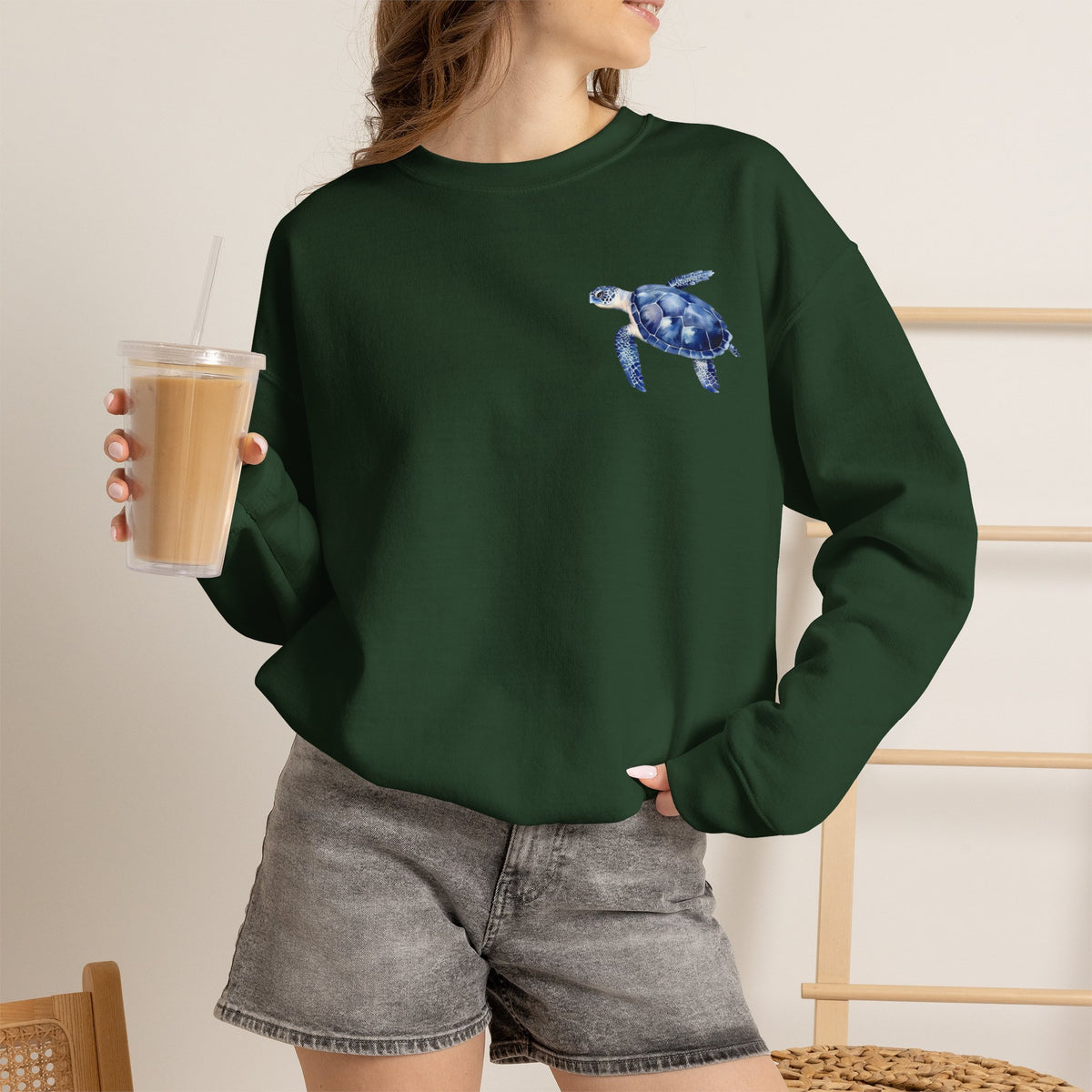 ORVIAN — Sea Turtle & Seashell Starfish Crewneck, Coastal Ocean Nautical Unisex Heavy Blend