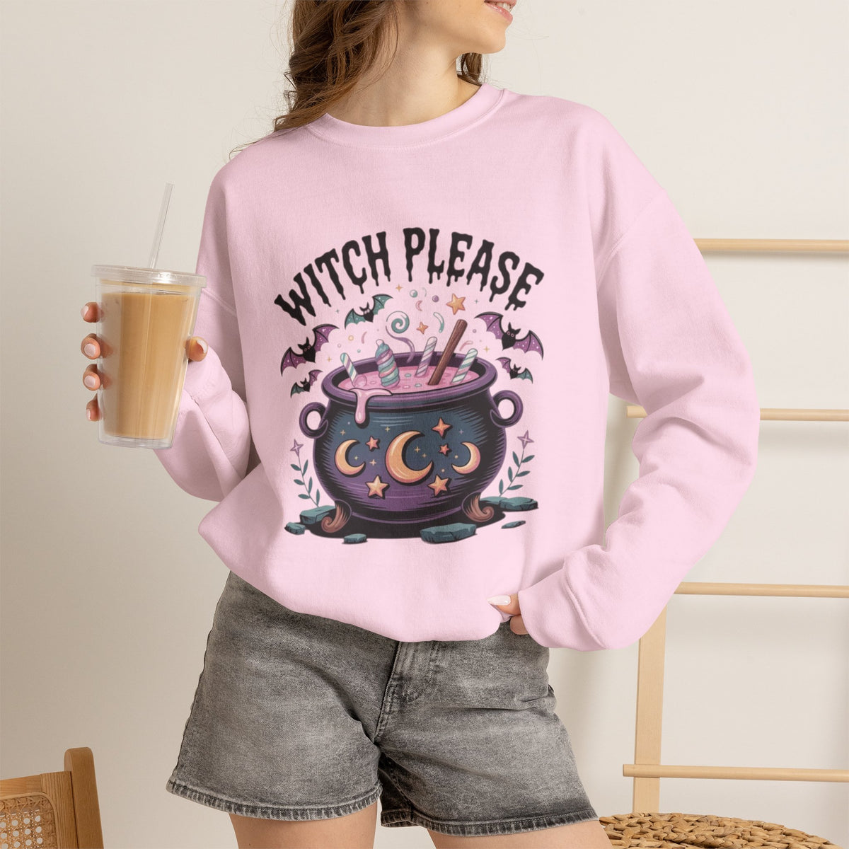 ORVIAN — Witch Please & I'm Just a Housewife Witch Crewneck, Magical Cauldron Unisex Heavy Blend