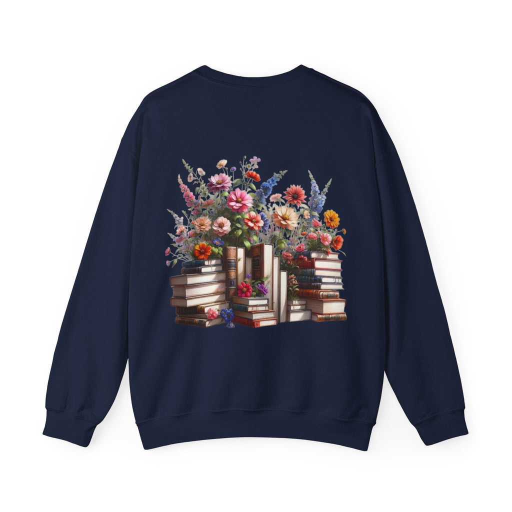 ORVIAN — Steampunk Floral Pocket Watch & Blooming Books Crewneck, Vintage Literary Unisex