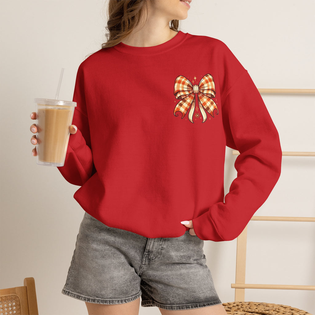 ORVIAN — Ghostly Coffee Break Coquette Bow Crewneck, Cozy Pumpkin Spice Halloween Unisex