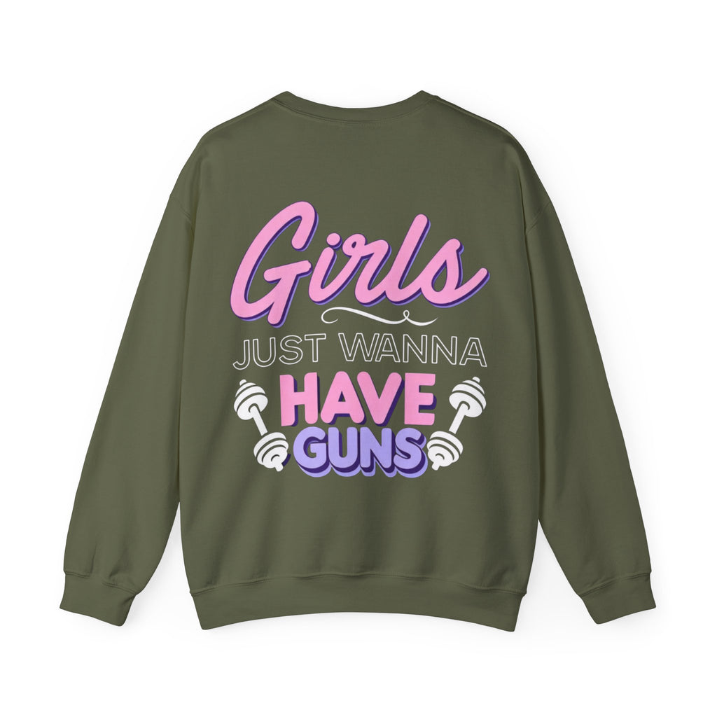 ORVIAN — Muscle Mommy Girls Just Wanna Have Guns Crewneck, Bold Feminine Typography Unisex