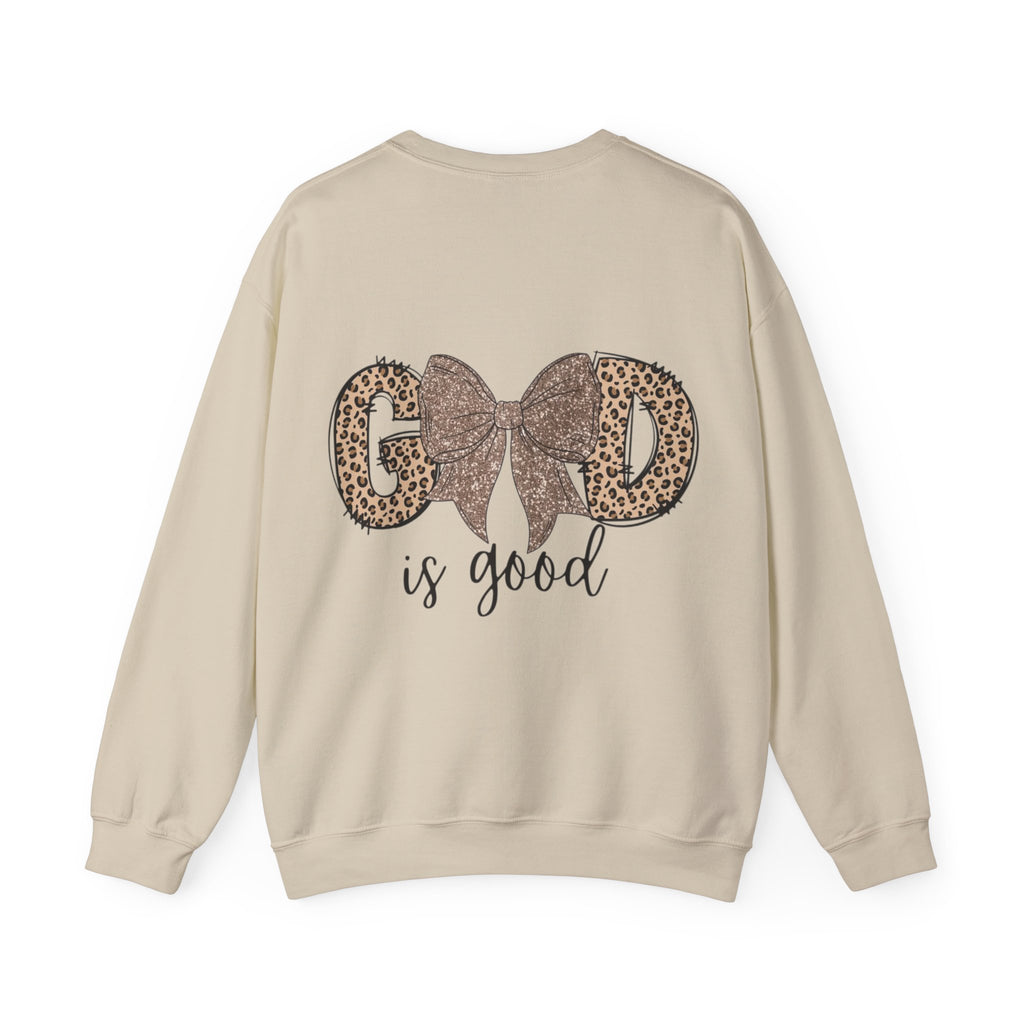 ORVIAN — Leopard Is The New Black & God Is Good Coquette Bow Crewneck, Faith-Inspired Unisex