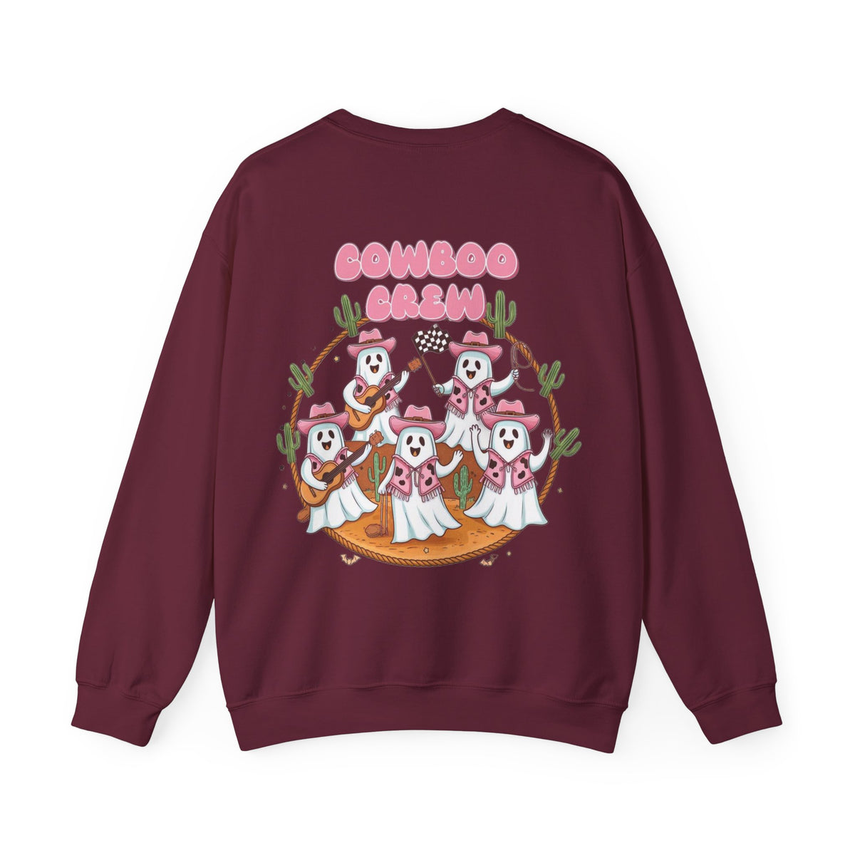 ORVIAN — Howdy Halloween Ghost Cowboy Crewneck, Pink Cowboo Western Unisex Heavy Blend