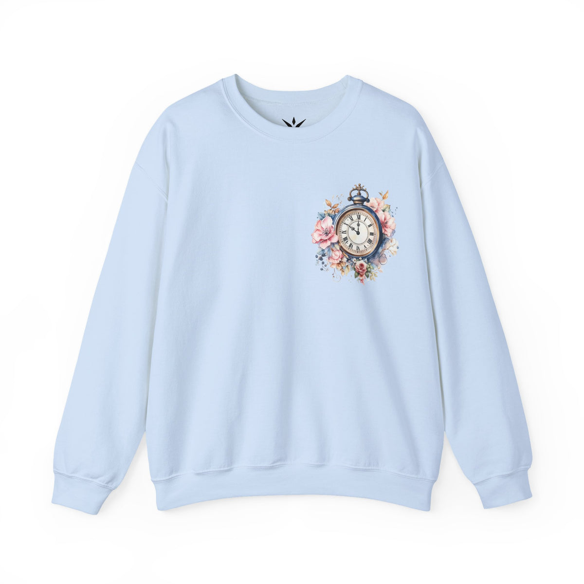 ORVIAN — Blue Watercolor Floral Book Crewneck, Open Book Wildflower Literary Unisex Heavy Blend