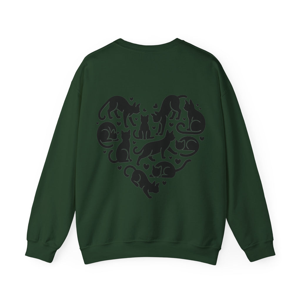 ORVIAN — LOVE Cat Silhouette & Heart-Shaped Cats Crewneck, Cat Lover Unisex Heavy Blend