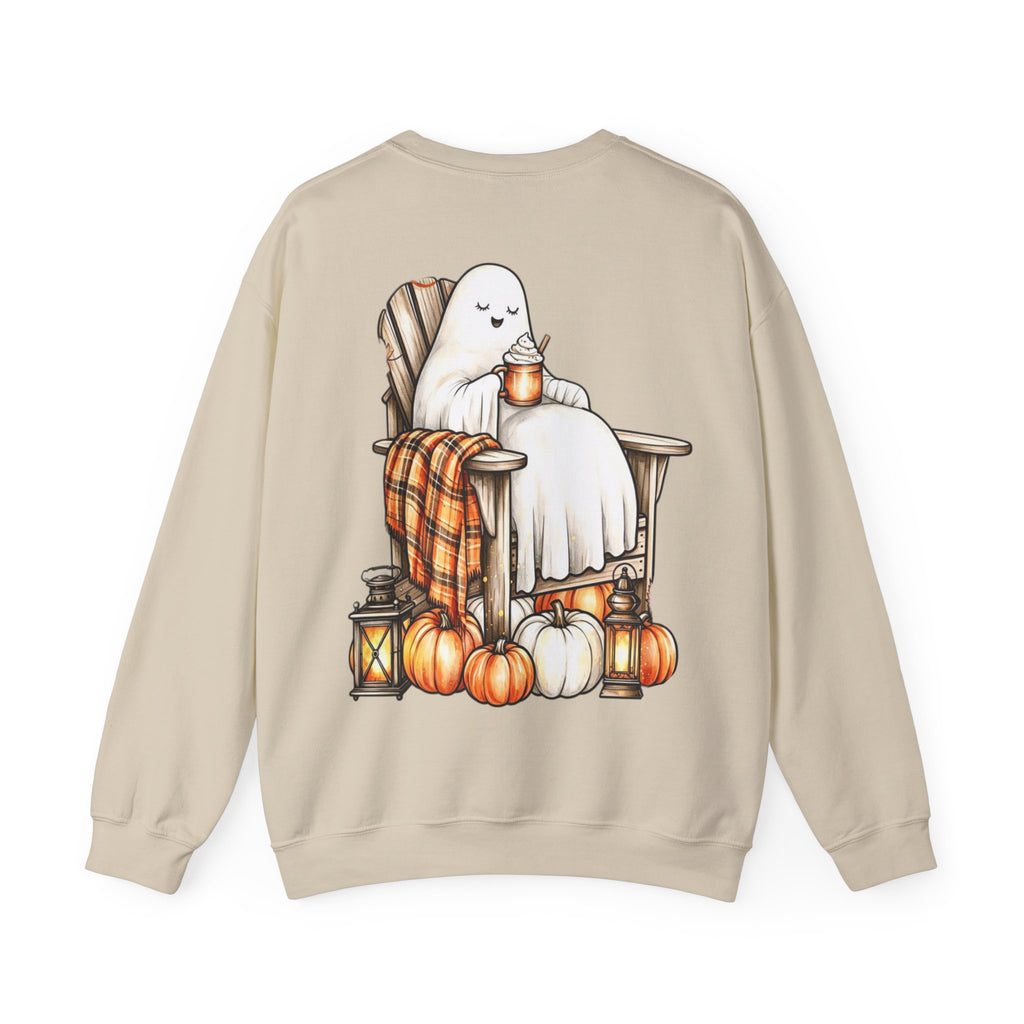 ORVIAN — Ghostly Coffee Break Coquette Bow Crewneck, Cozy Pumpkin Spice Halloween Unisex
