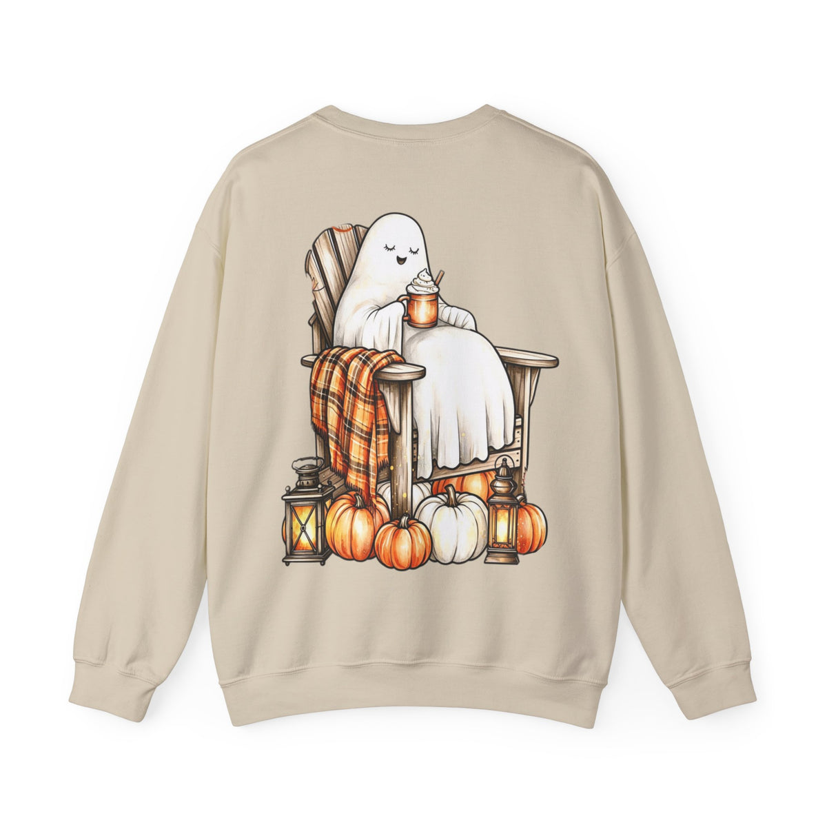 ORVIAN — Ghostly Coffee Break Coquette Bow Crewneck, Cozy Pumpkin Spice Halloween Unisex