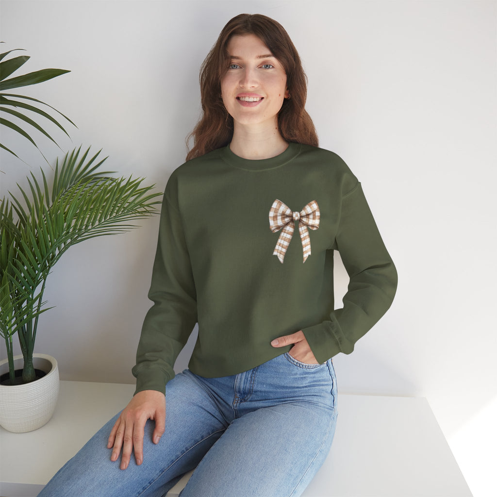 ORVIAN — Touchdown Season Football Bow Crewneck, Sparkle Game Day Sporty Unisex Heavy Blend