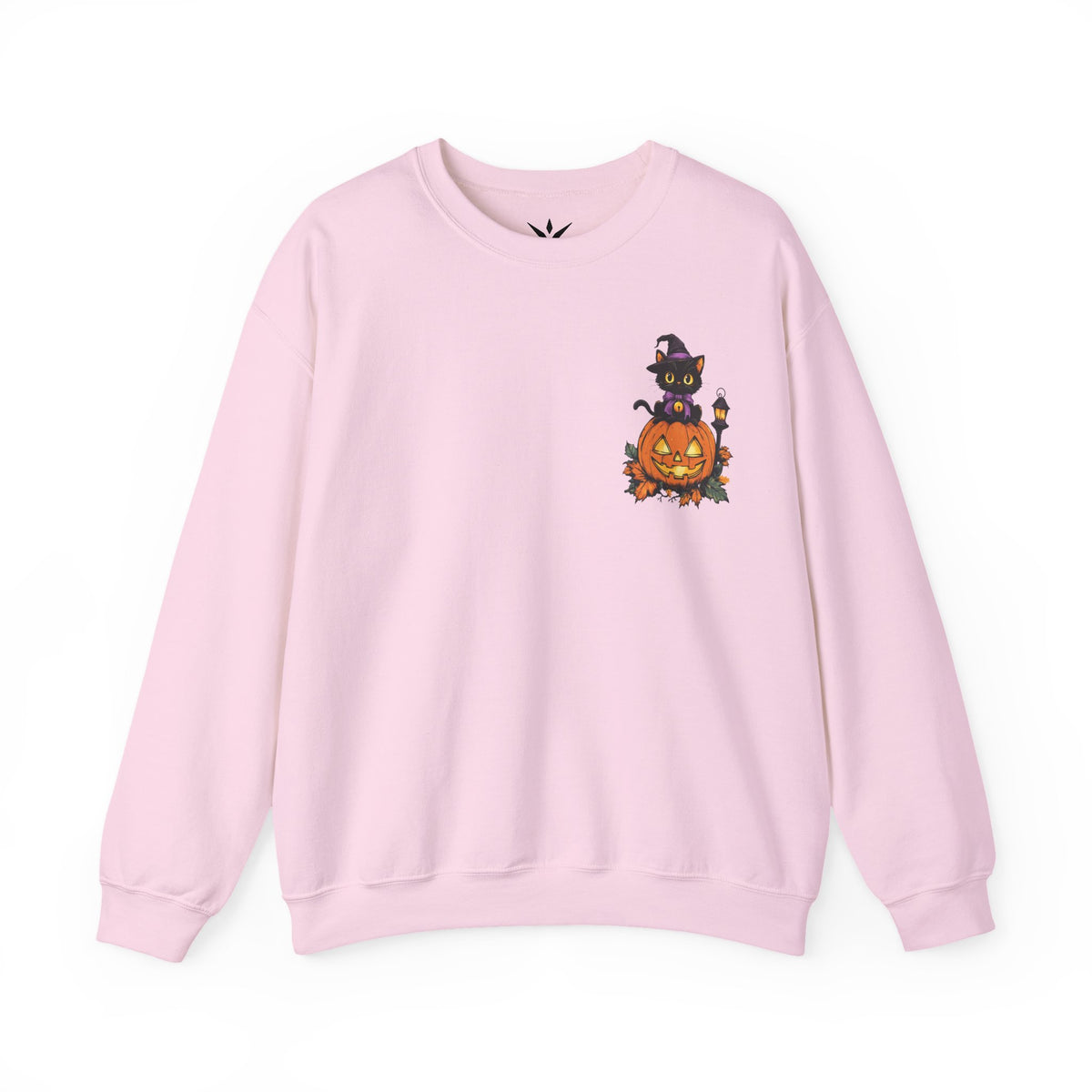 ORVIAN — Witch Cat Halloween Crewneck, Flying Black Cat & Pumpkin Patch Unisex Sweatshirt