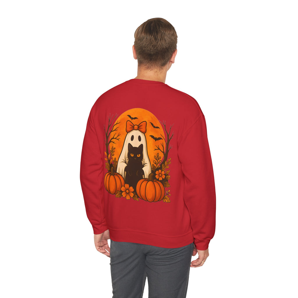 ORVIAN — Black Cat & Pumpkin Halloween Crewneck, Ghost & Coquette Bow Unisex Heavy Blend