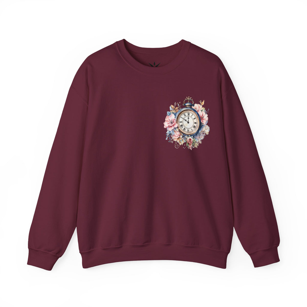 ORVIAN — Blue Watercolor Floral Book Crewneck, Open Book Wildflower Literary Unisex Heavy Blend