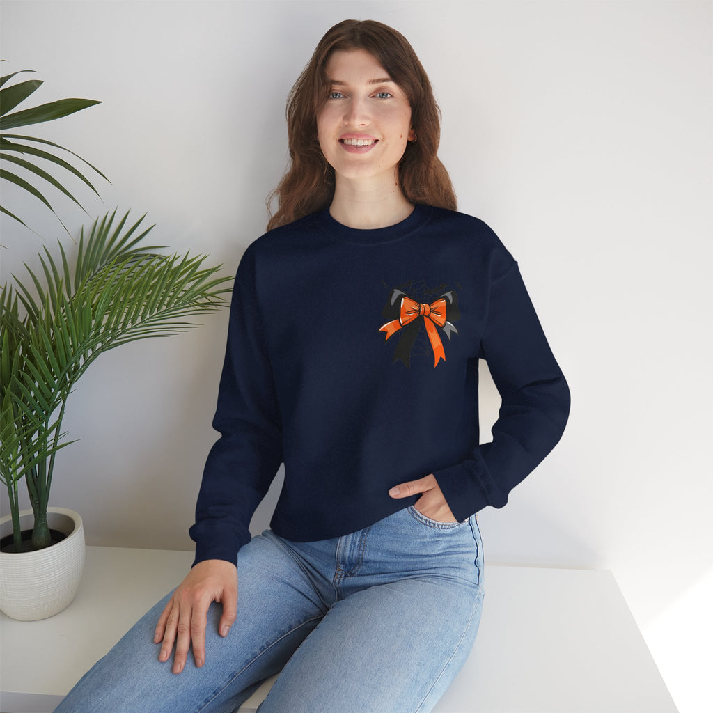ORVIAN — Coquette Ghost & Bow Halloween Crewneck, Lace Ghost Pumpkin Unisex Sweatshirt