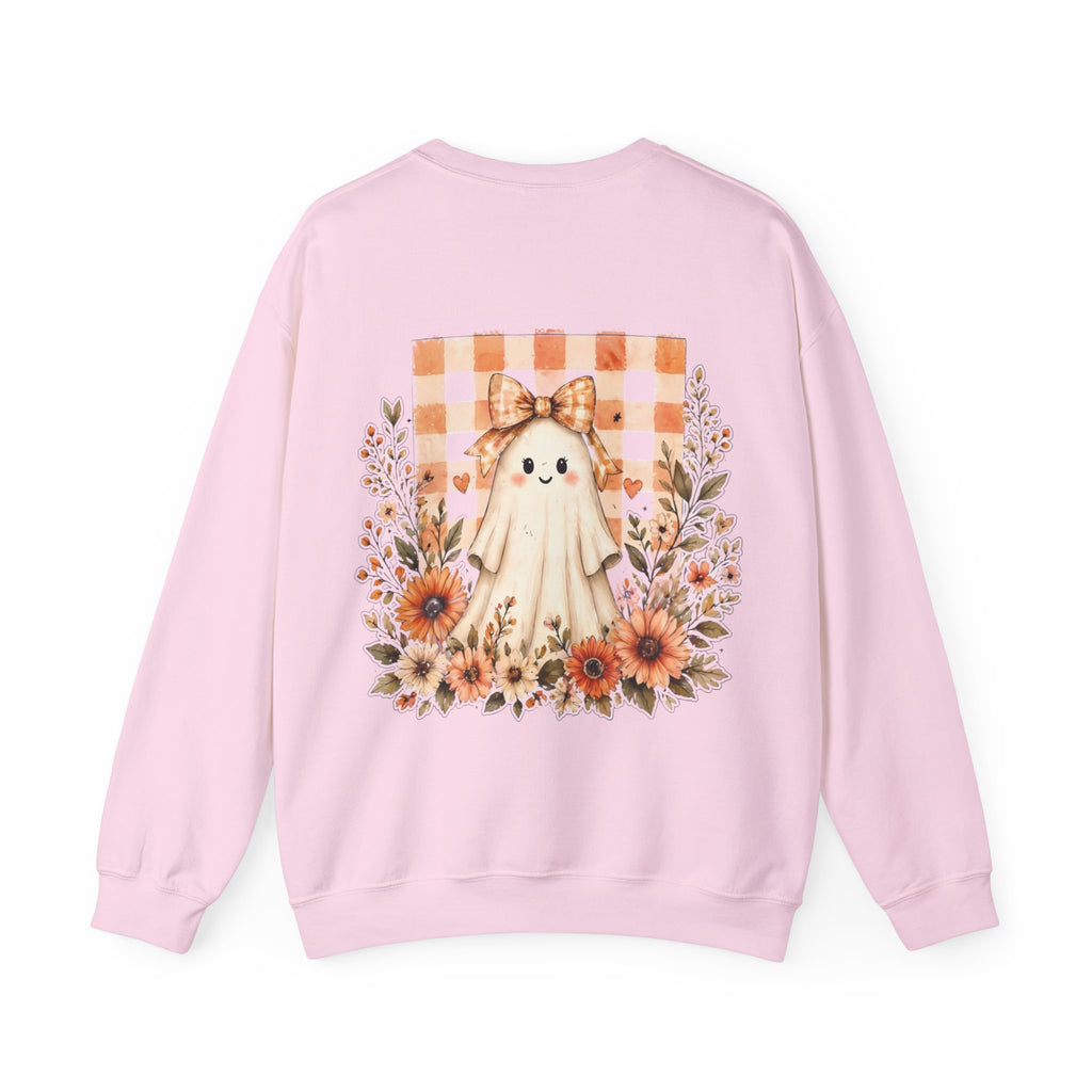 ORVIAN — Fall Kitten & Coquette Ghost Crewneck, Gingham Pumpkin Autumn Unisex Heavy Blend