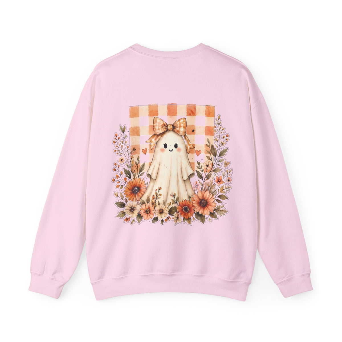 ORVIAN — Fall Kitten & Coquette Ghost Crewneck, Gingham Pumpkin Autumn Unisex Heavy Blend