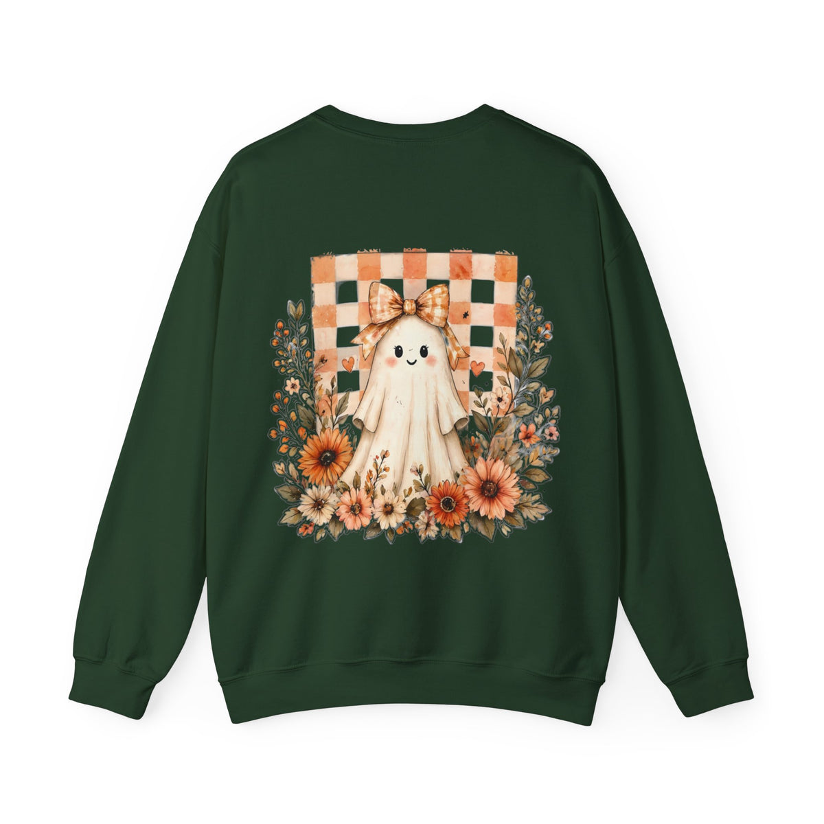 ORVIAN — Fall Kitten & Coquette Ghost Crewneck, Gingham Pumpkin Autumn Unisex Heavy Blend