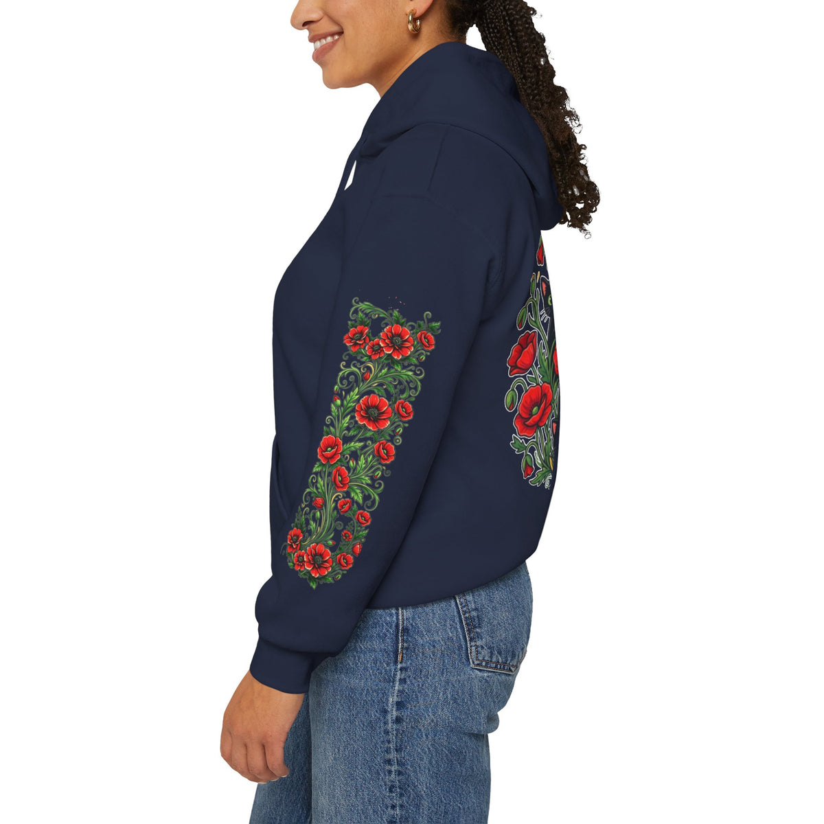 ORVIAN — Black Cat & Red Poppies Unisex Heavy Blend Hoodie
