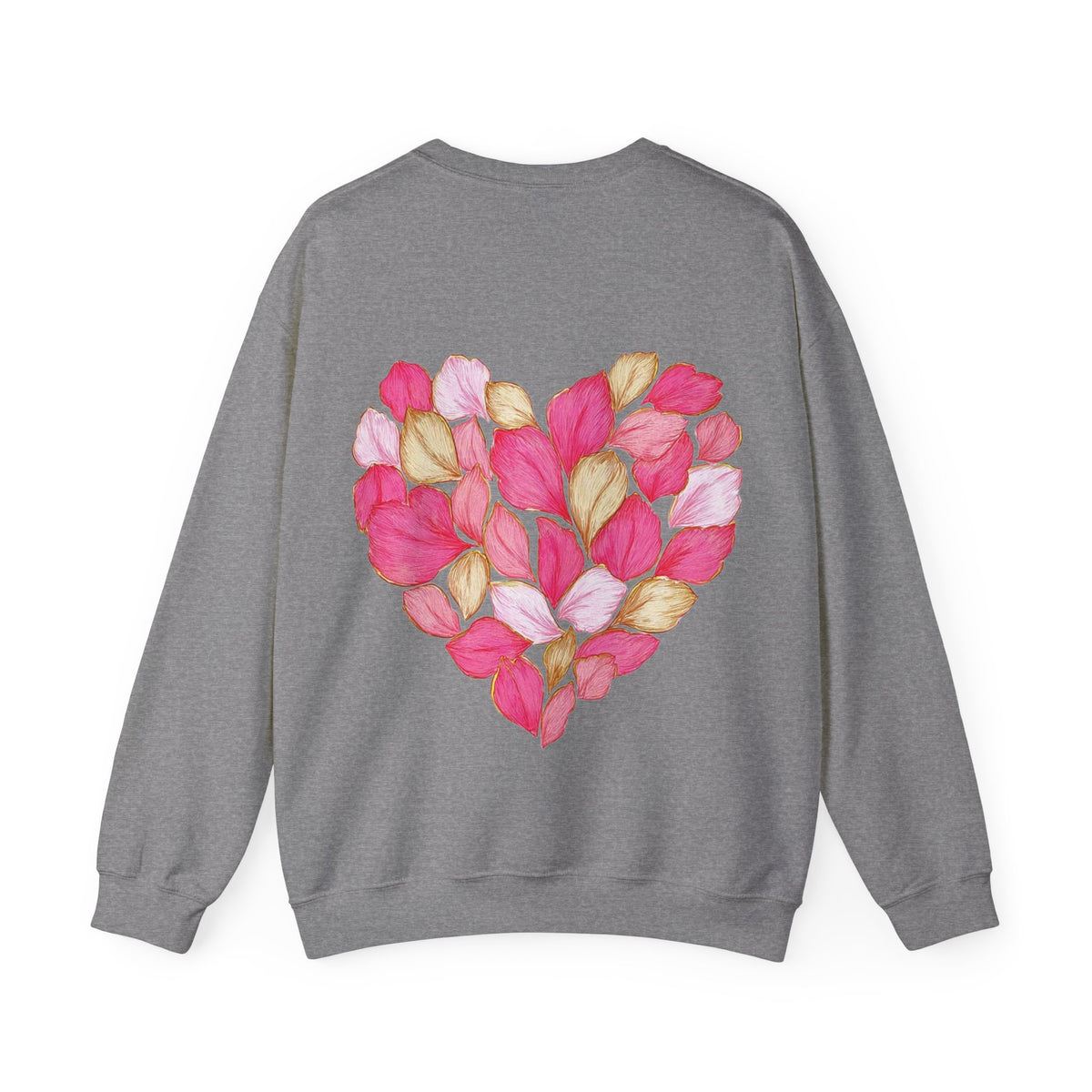ORVIAN — Floral Rose Heart Crewneck, Romantic Pink Flower Valentine Sweatshirt, Unisex Heavy Blend