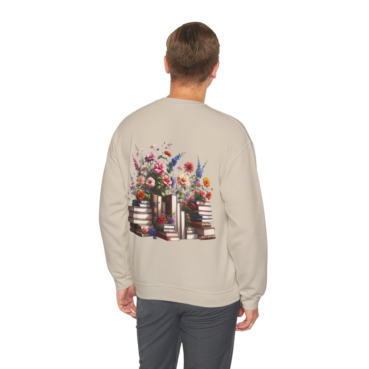 ORVIAN — Steampunk Floral Pocket Watch & Blooming Books Crewneck, Vintage Literary Unisex