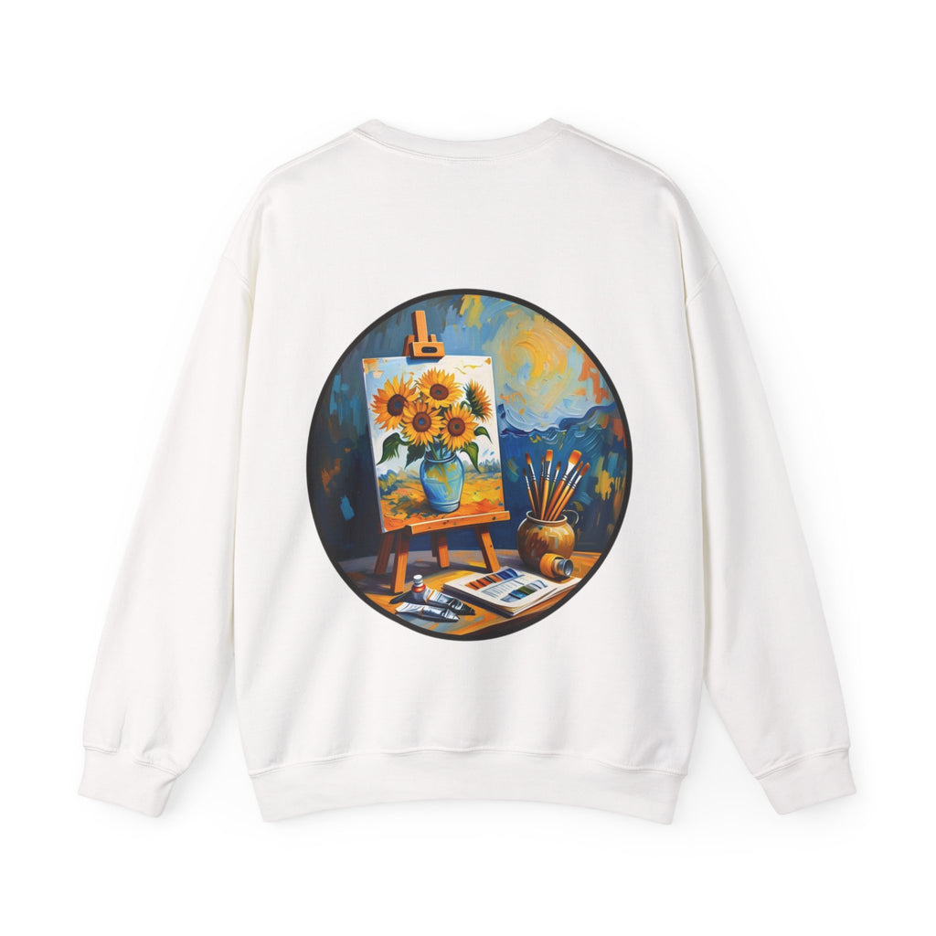 ORVIAN — Van Gogh Starry Night Sunflower & Artist Easel Crewneck, Art-Inspired Sweatshirt