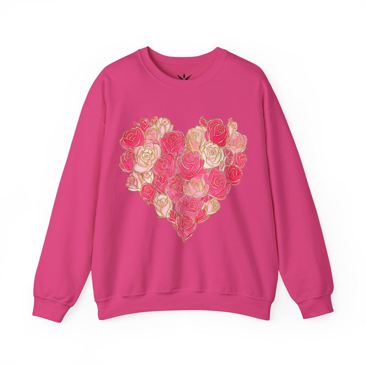 ORVIAN — Floral Rose Heart Crewneck, Romantic Pink Flower Valentine Sweatshirt, Unisex Heavy Blend