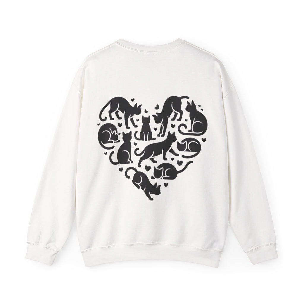 ORVIAN — LOVE Cat Silhouette & Heart-Shaped Cats Crewneck, Cat Lover Unisex Heavy Blend