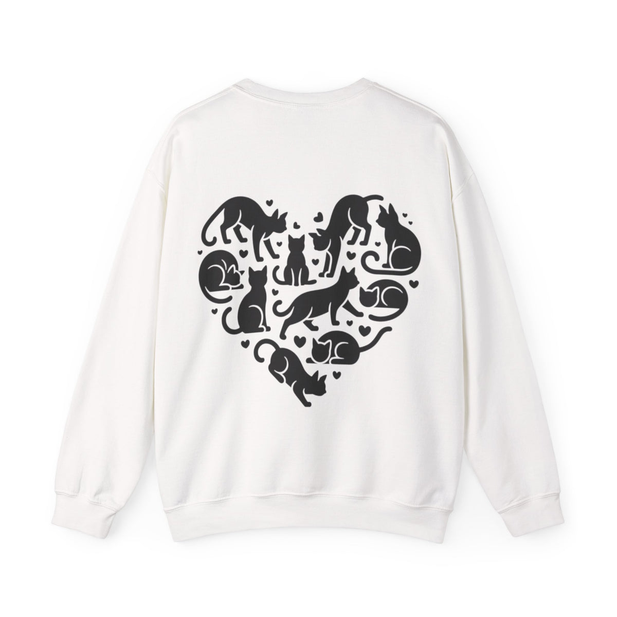 ORVIAN — LOVE Cat Silhouette & Heart-Shaped Cats Crewneck, Cat Lover Unisex Heavy Blend