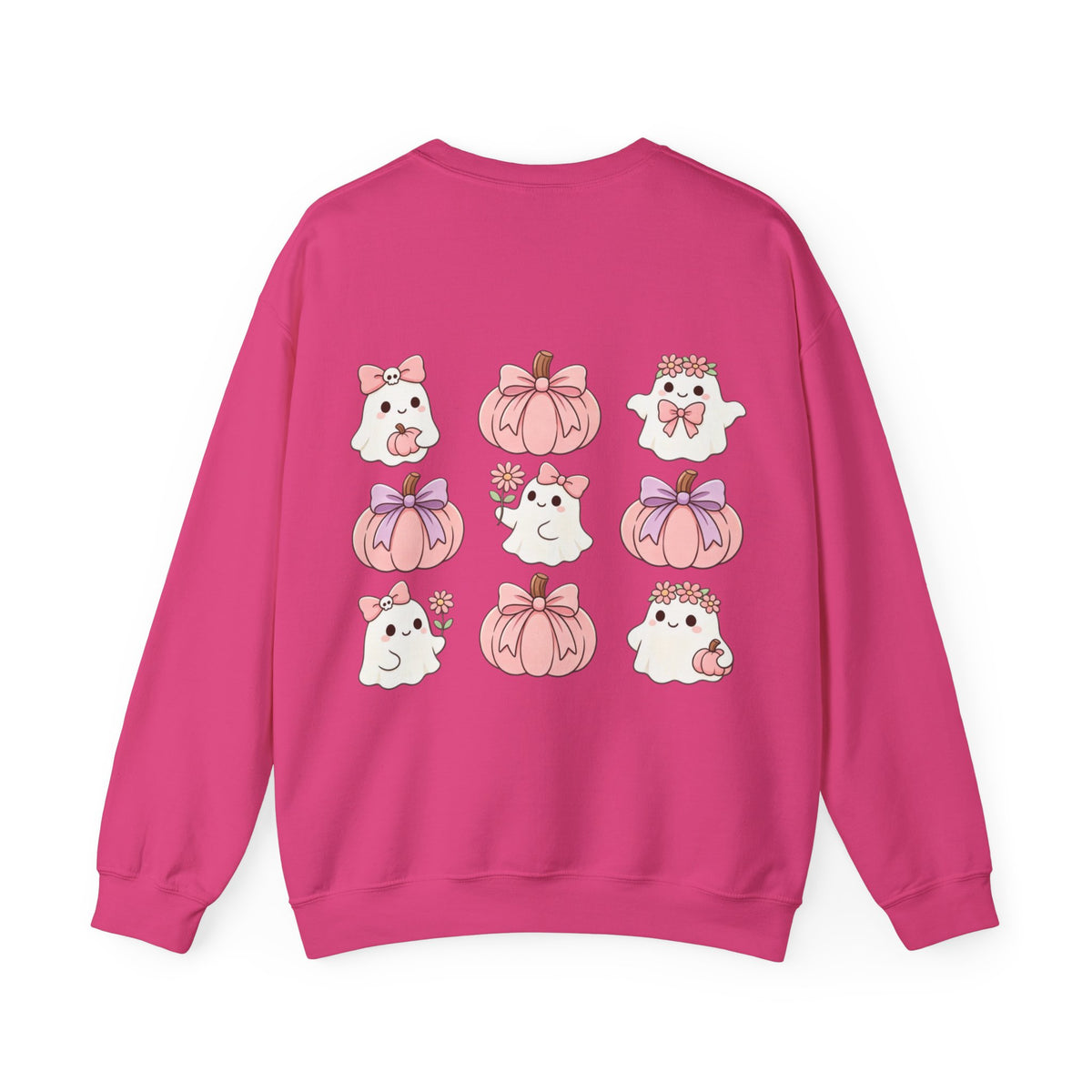 ORVIAN — Pink Halloween Coquette Ghost Crewneck, Bow & Pumpkin Unisex Heavy Blend
