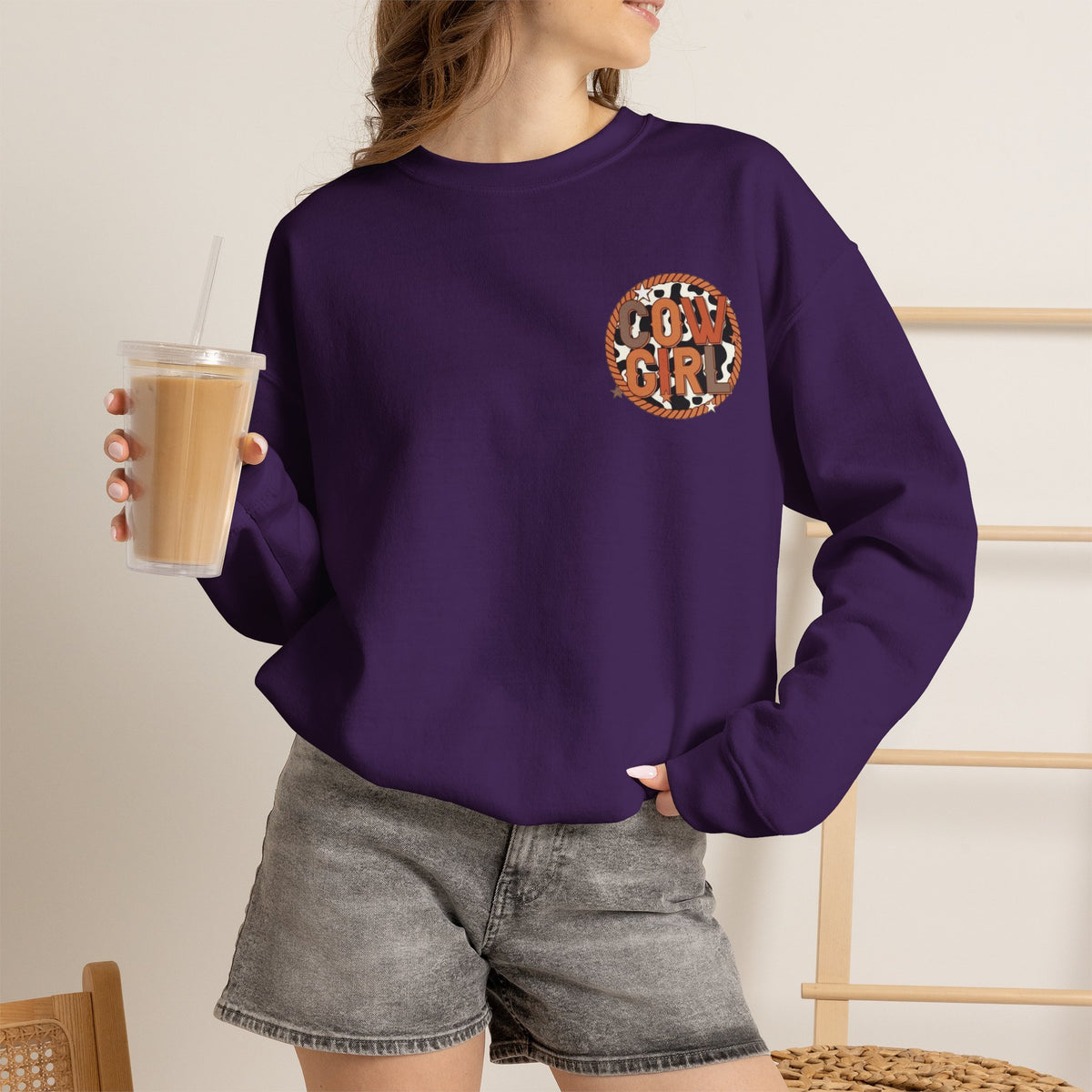 ORVIAN — Cowgirl “If I'm the Problem” Western Crewneck, Longhorn Skull Unisex Heavy Blend