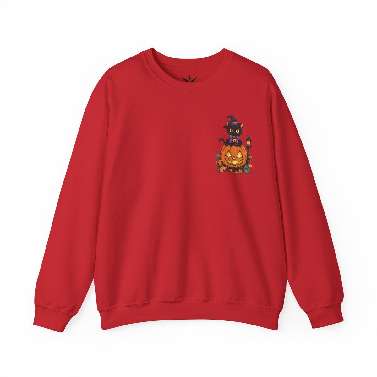 ORVIAN — Witch Cat Halloween Crewneck, Flying Black Cat & Pumpkin Patch Unisex Sweatshirt