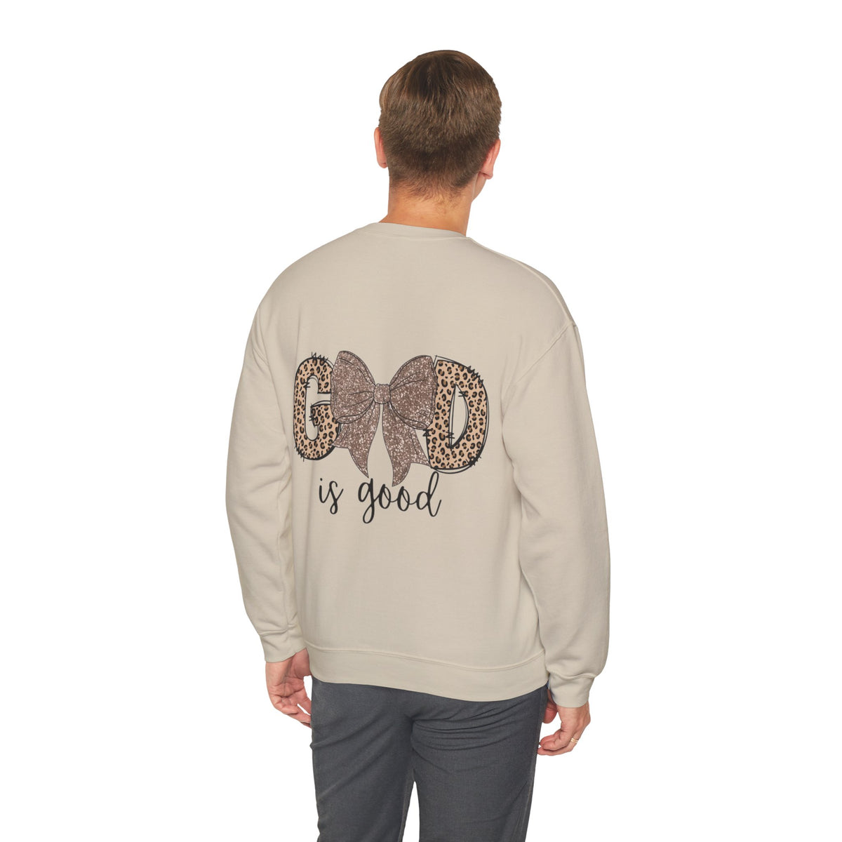 ORVIAN — Leopard Is The New Black & God Is Good Coquette Bow Crewneck, Faith-Inspired Unisex
