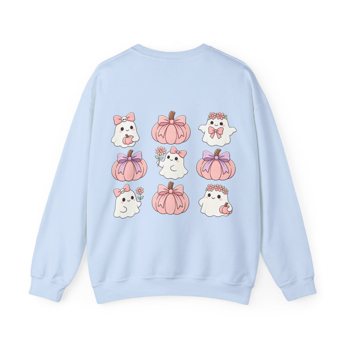 ORVIAN — Pink Halloween Coquette Ghost Crewneck, Bow & Pumpkin Unisex Heavy Blend