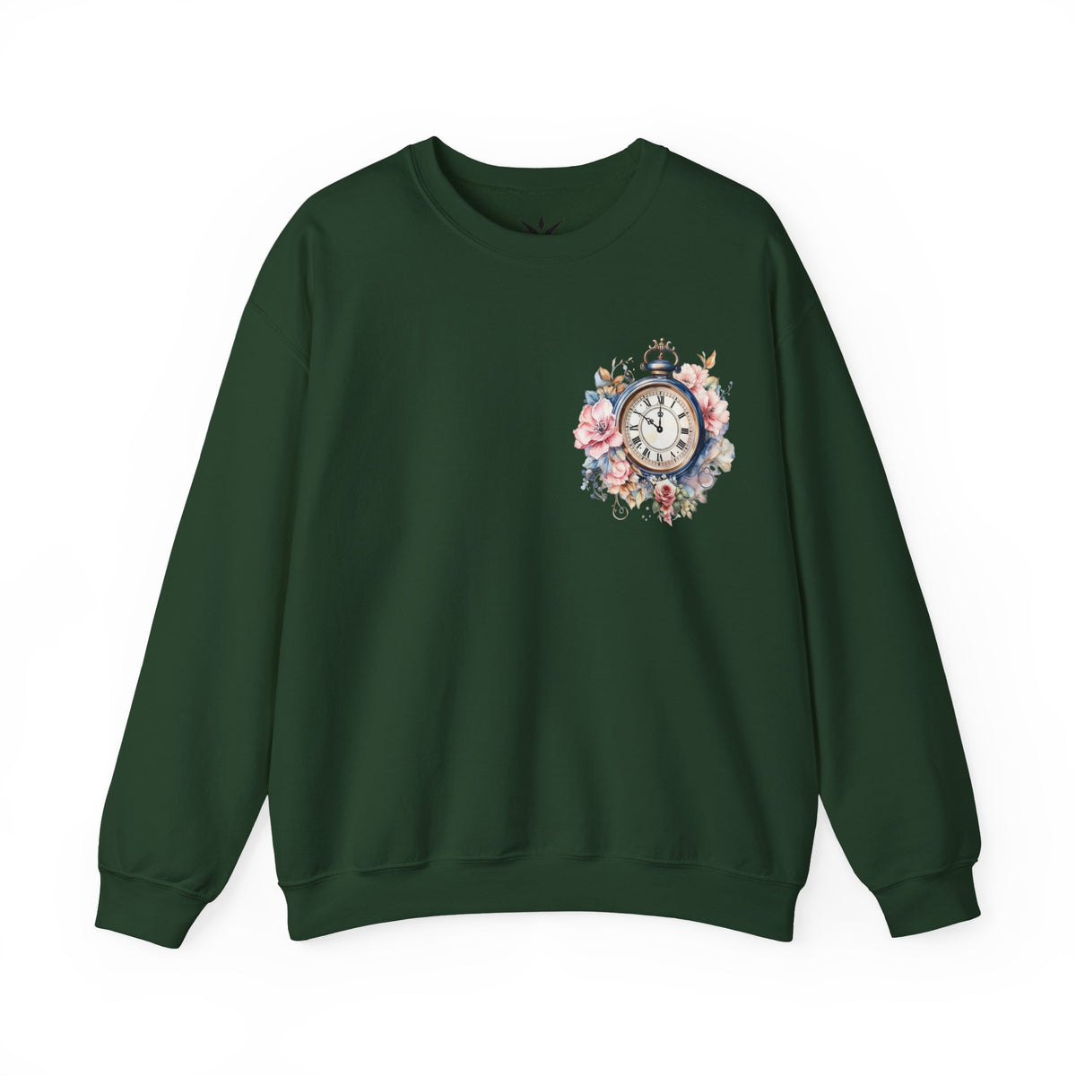 ORVIAN — Blue Watercolor Floral Book Crewneck, Open Book Wildflower Literary Unisex Heavy Blend