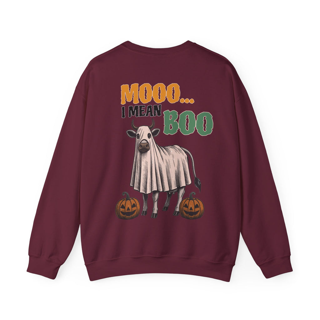 ORVIAN — Howdy Fall Wéstern Pumpkin & Ghost Cow Crewneck, Moo I Mean Boo Halloween Unisex