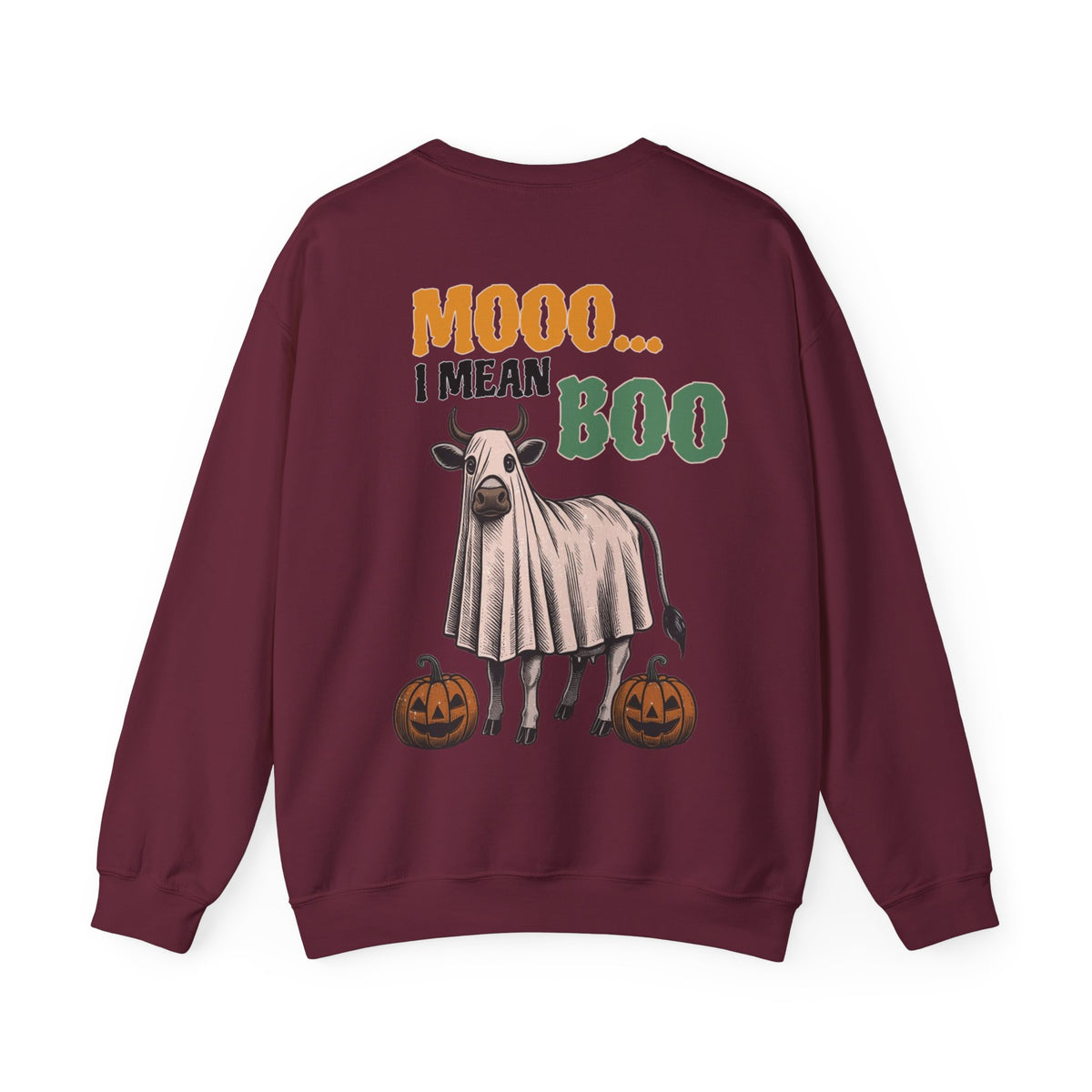 ORVIAN — Howdy Fall Wéstern Pumpkin & Ghost Cow Crewneck, Moo I Mean Boo Halloween Unisex