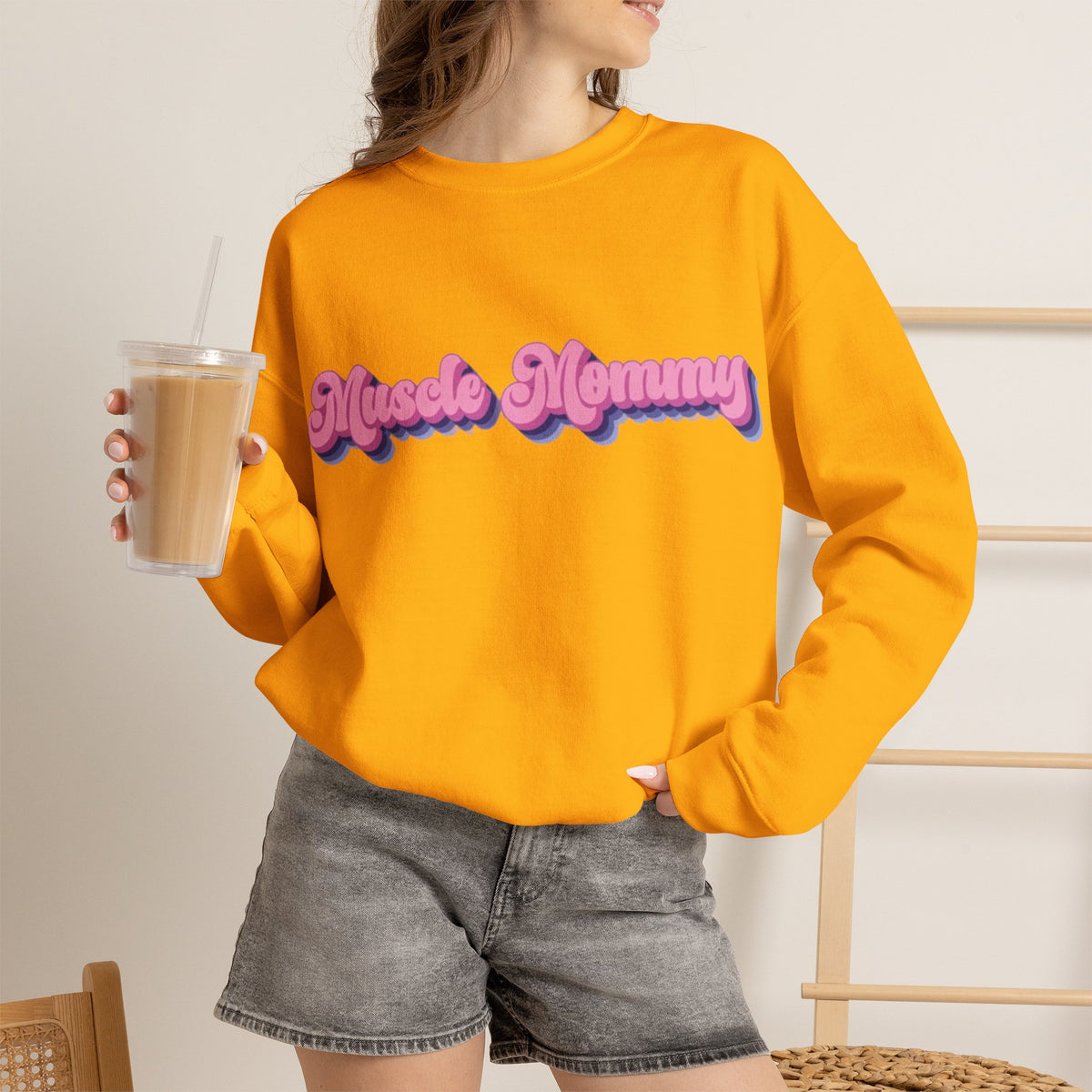 ORVIAN — Muscle Mommy Girls Just Wanna Have Guns Crewneck, Bold Feminine Typography Unisex