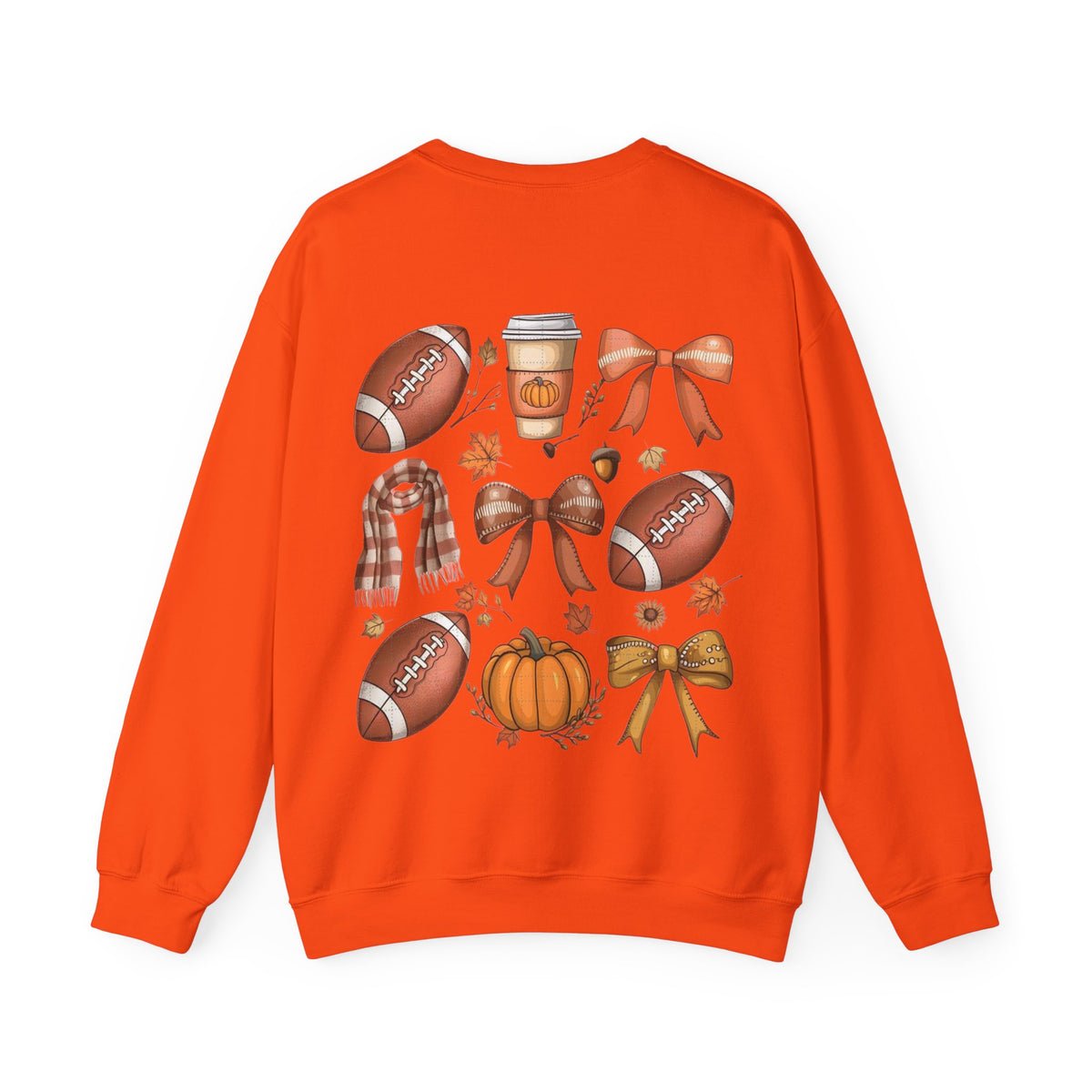 ORVIAN — Coquette Fall Bow & Football Crewneck, Pumpkin Spice Game Day Unisex Heavy Blend