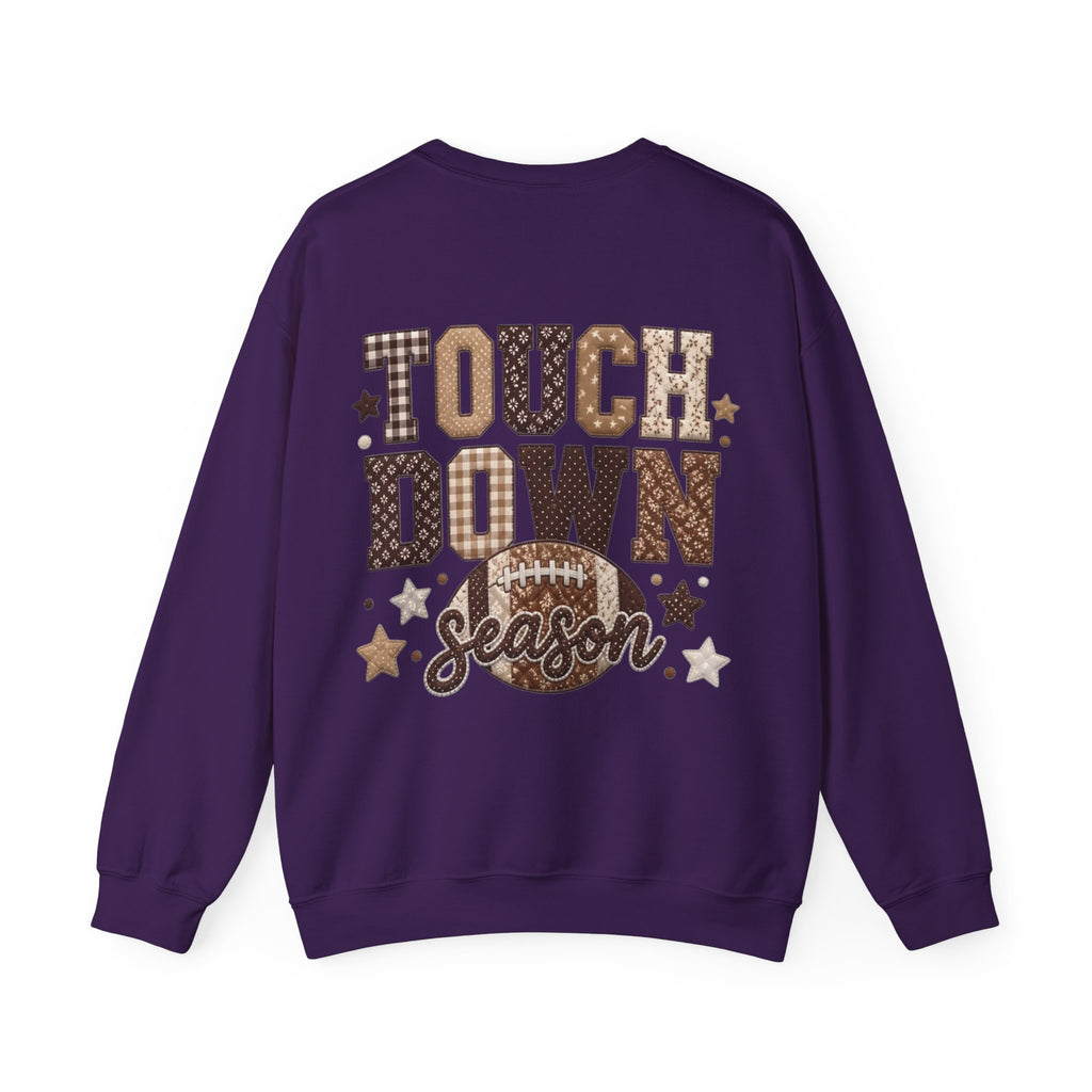 ORVIAN — Touchdown Season Football Bow Crewneck, Sparkle Game Day Sporty Unisex Heavy Blend