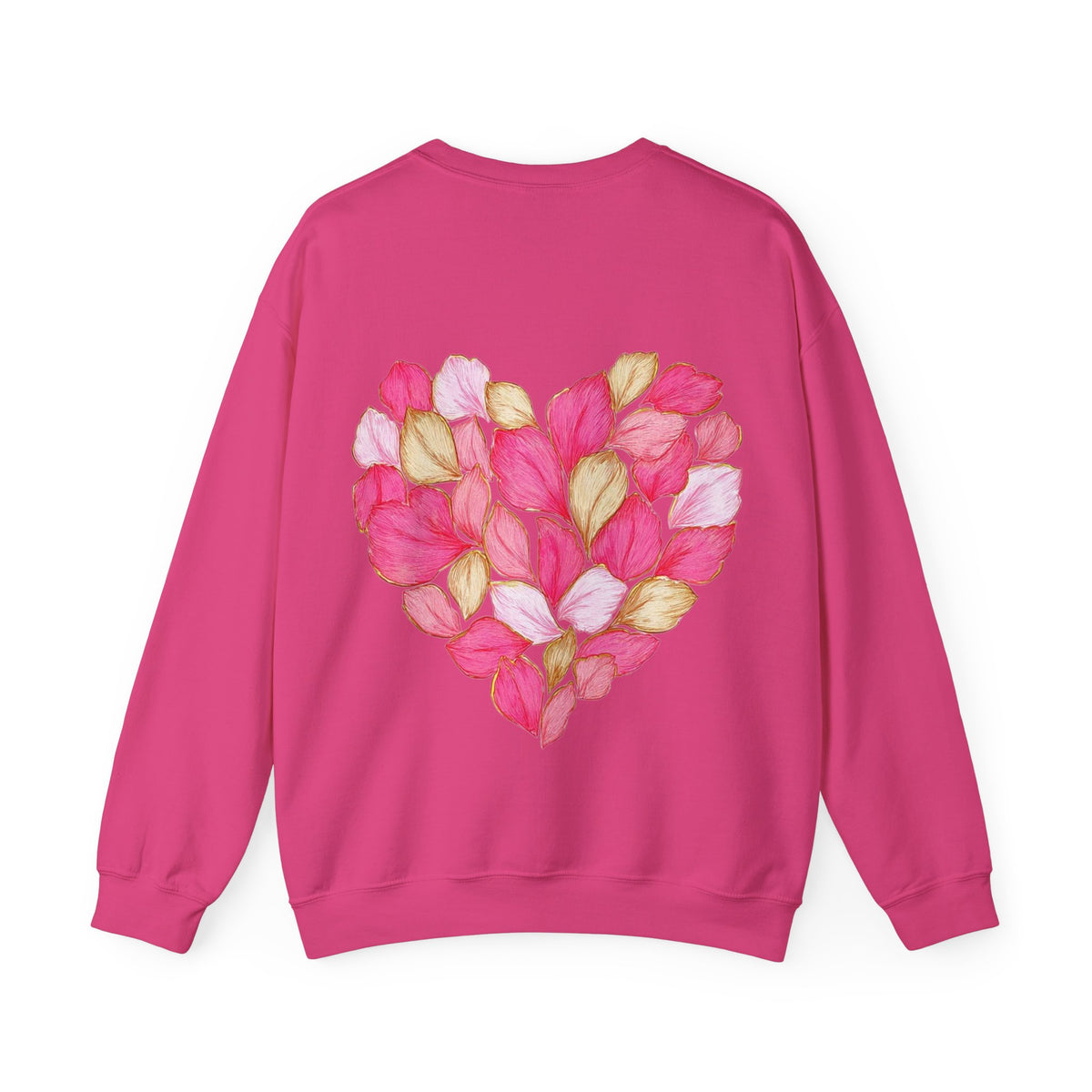 ORVIAN — Floral Rose Heart Crewneck, Romantic Pink Flower Valentine Sweatshirt, Unisex Heavy Blend