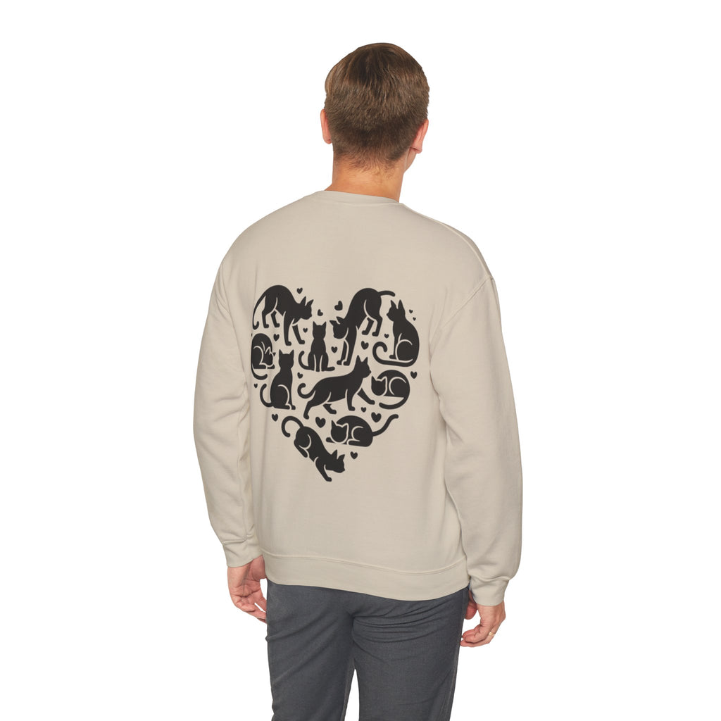 ORVIAN — LOVE Cat Silhouette & Heart-Shaped Cats Crewneck, Cat Lover Unisex Heavy Blend