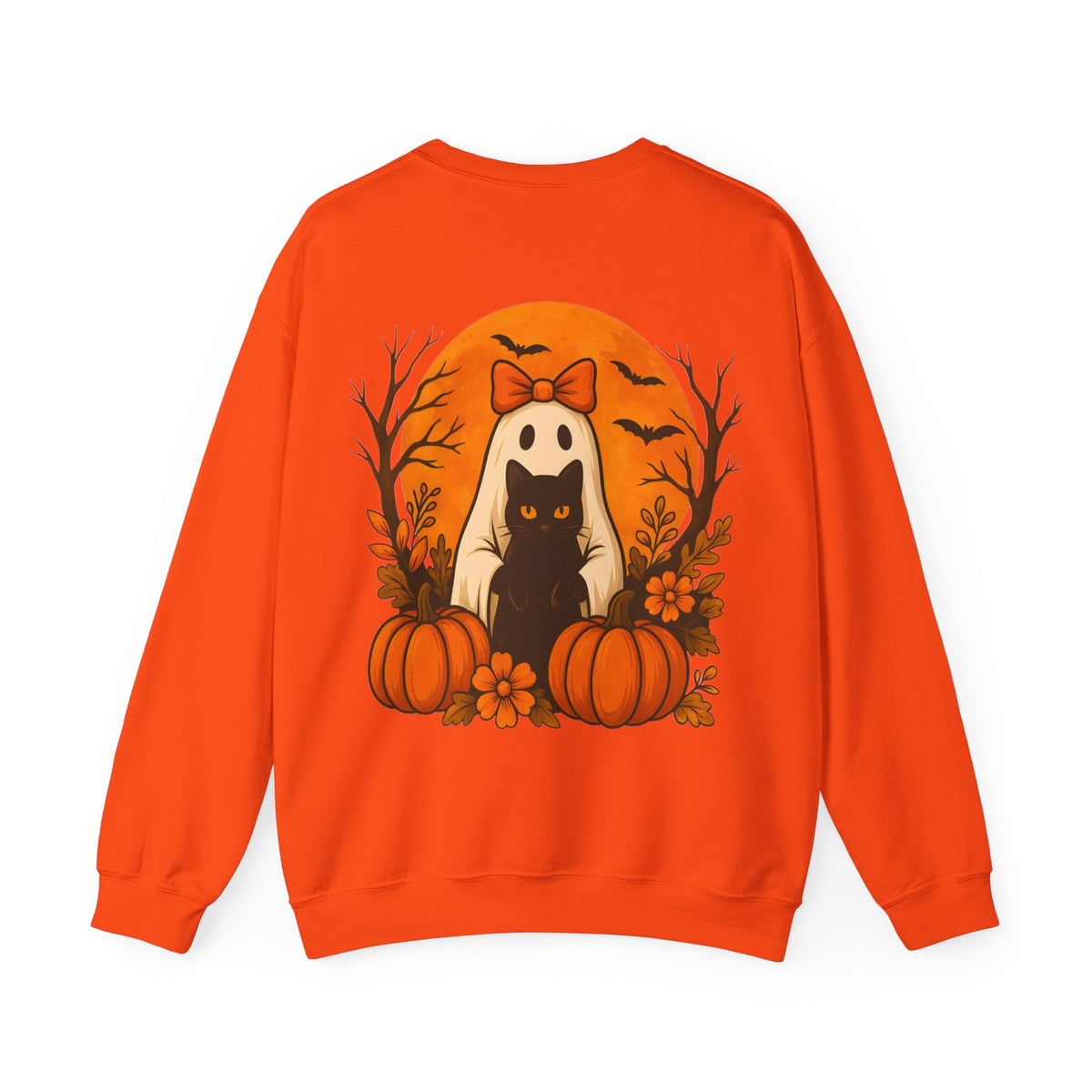 ORVIAN — Black Cat & Pumpkin Halloween Crewneck, Ghost & Coquette Bow Unisex Heavy Blend