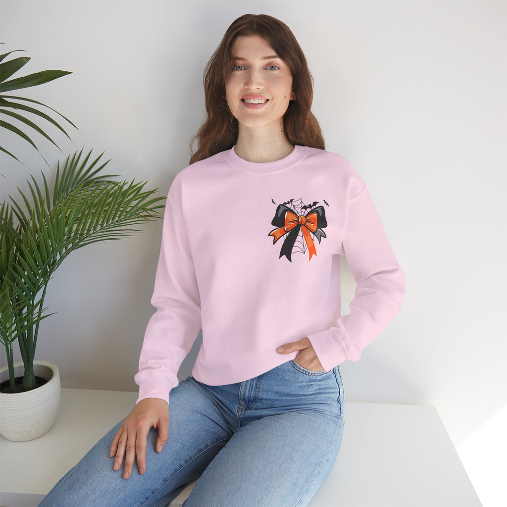 ORVIAN — Coquette Ghost & Bow Halloween Crewneck, Lace Ghost Pumpkin Unisex Sweatshirt